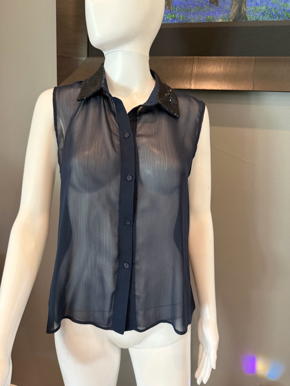Audrey Navy Sheer Tank - Small